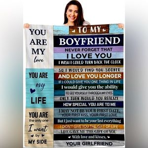 BNWT- “To my Boyfriend” microfiber fleece, throw blanket, 60x80”